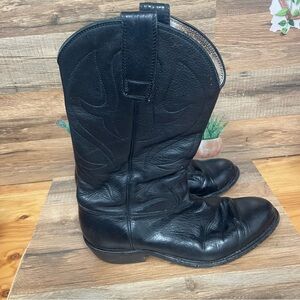 Vintage 70s men’s Stewart boot co cowboy boots western black leather size 8.5